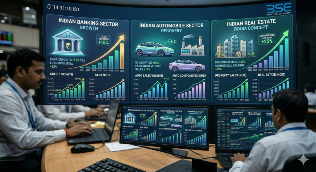 banking auto real estate sector growth India