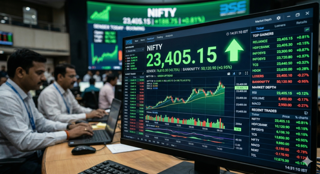 Nifty 23400 breakout Indian stock market