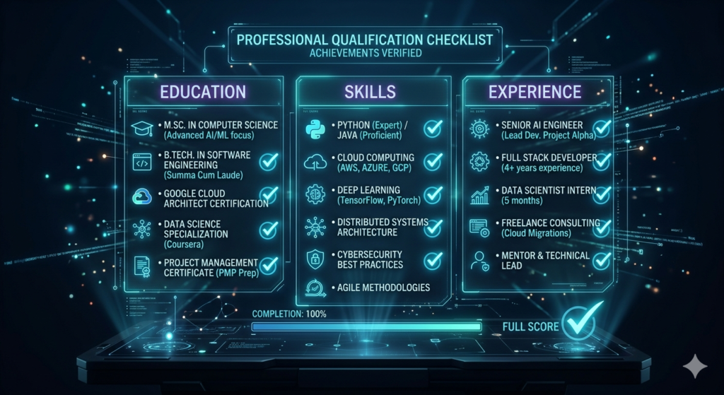 
Resume बनाने के लिए जरूरी details की checklist