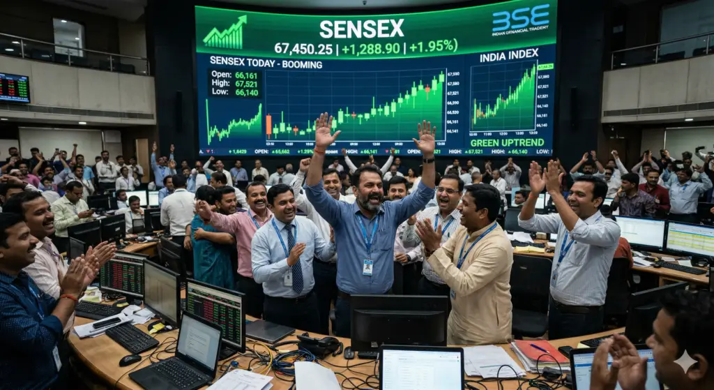 Sensex Today 2026 stock market rally India

