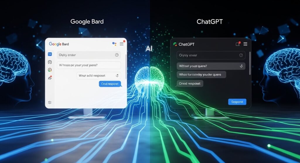 Google Bard vs ChatGPT AI tools comparison interface