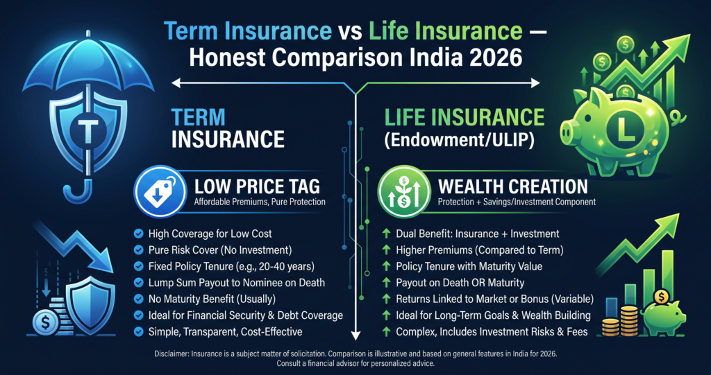 Term Insurance vs Life Insurance difference comparison India 2026 Hindi